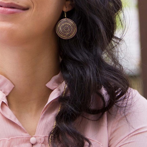 Fair Trade Jewelry - Matr Boomie Zara India Metal Disk Multi Tone Metal Earrings